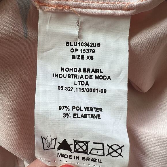 PatBo Heliconia Tropical Wrap Top Orange Size XS Puff Sleeve V-neck Resort L17 - Picture 9 of 10